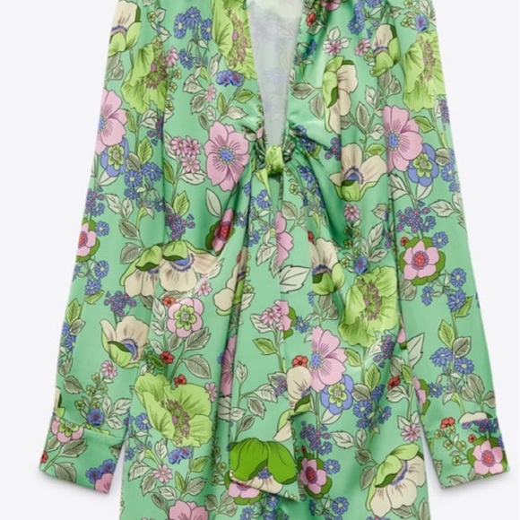 ZARA SATIN EFFECT PRINT DRESS - Picture 5 of 8